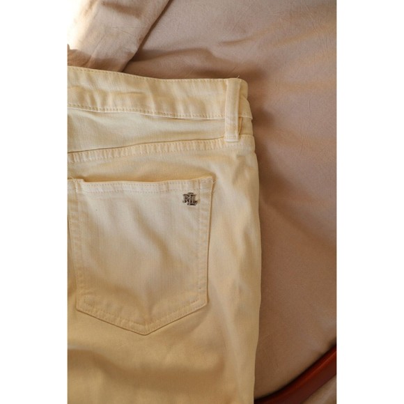 Lauren Ralph Lauren Mid Rise Straight Jeans Womens 6 beige Denim Button Zip - Picture 4 of 6